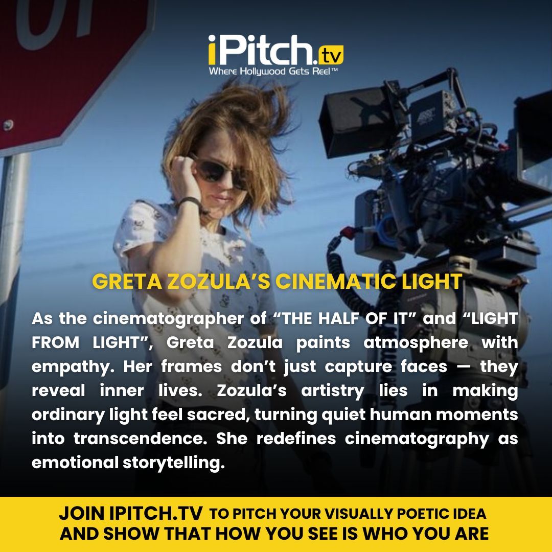 IpitchTV's tweet photo. Greta Zozula’s cinematography in The Half of It and Light from Light turns ordinary light into something sacred, capturing inner lives and quiet human moments. Share your story on https://t.co/NEHsYYnHXB and show how you see the world.

#GretaZozula #Cinematography #IndieFilm https://t.co/ialg65Adw3
