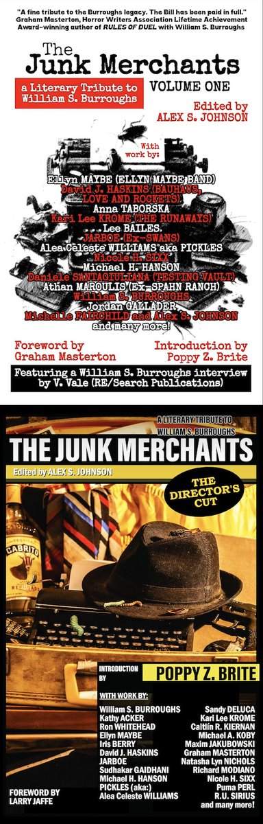 CopperDogTweets's tweet photo. Michael H. Hanson promotes two of his sci fi stories for consideration toward the 2026 Nebula Award for Best Short Story.  "After The Bomb" and "Shopping With Umbilica," both published in THE JUNK MERCHANTS: A Literary Tribute to William S. Burroughs, Volume 1 &amp; Director's Cut. https://t.co/GiSM0WZcYR
