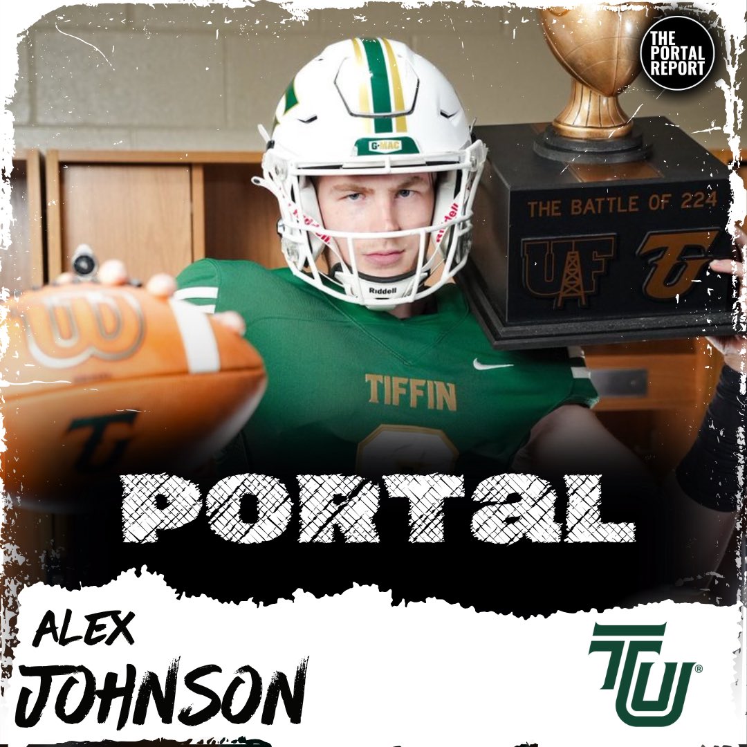 ThePortalReport's tweet image. Tiffin (D2) QB Alex Johnson (@alex_johnson02) has entered the transfer portal after one of the most productive two-year runs by a QB in Division II football.

In 2025, he ranked 12th nationally in passing yards (3,014), 11th in QB efficiency (164.88), and T-6th in passing TDs…