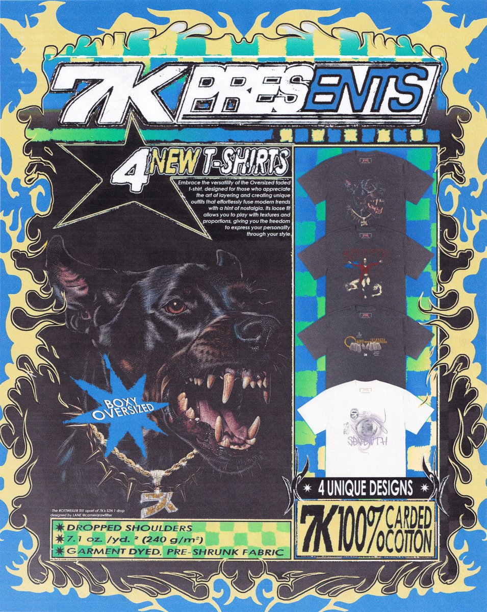 7K PRESENTS 

(FOUNDERS DROP) #1

4 EXCLUSIVE DESIGNS 
4 T-SHIRTS 
2 HOODIES
1 CUSTOM FLAG
1 HAND DRAWN STICKER 

🕸️Shop.7kClique.com🚨
🕸️Shop.7kClique.com🚨
🕸️Shop.7kClique.com🚨