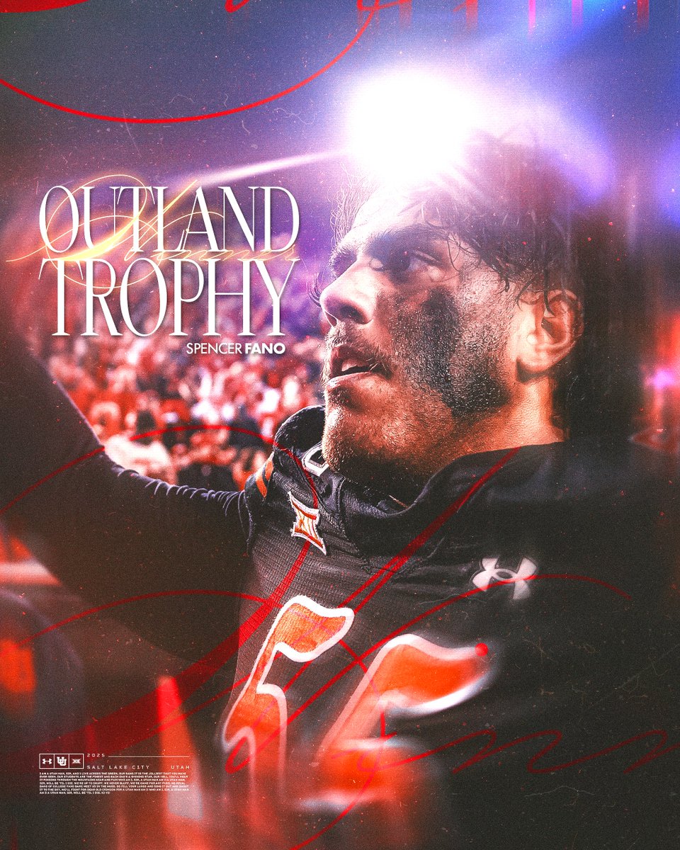 Congrats to the 𝐅𝐈𝐑𝐒𝐓 𝐄𝐕𝐄𝐑 𝐎𝐮𝐭𝐥𝐚𝐧𝐝 𝐓𝐫𝐨𝐩𝐡𝐲 𝑾𝒊𝒏𝒏𝒆𝒓 in program history, <a href="/FanoSpencer/">Spencer Fano</a>‼️🏆 

#GoUtes | <a href="/outlandtrophy/">Outland Trophy</a>