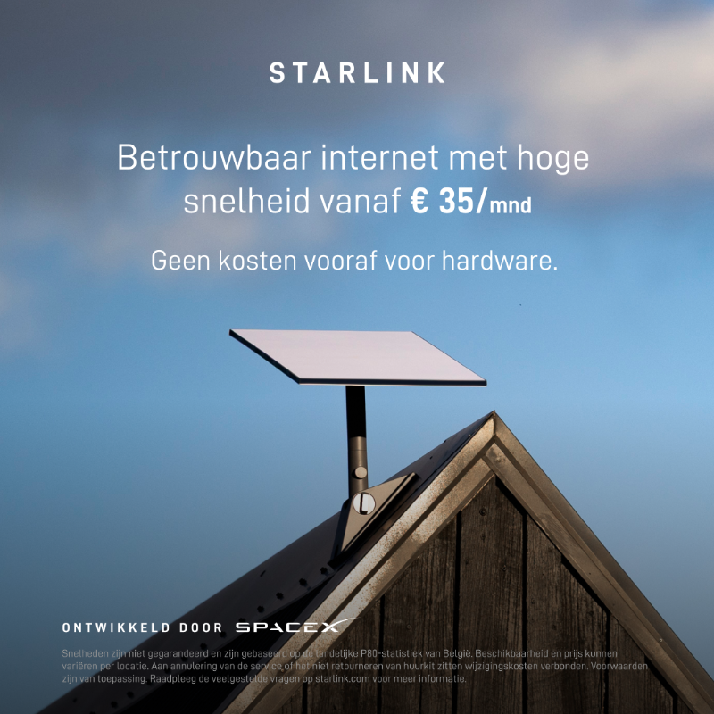 Starlink's tweet photo. Maak verbinding met snel, betrouwbaar internet voor streamen, videogesprekken, online gamen en meer.

Snelheden tot 320+ Mbps. 

Binnen enkele minuten online besteld.