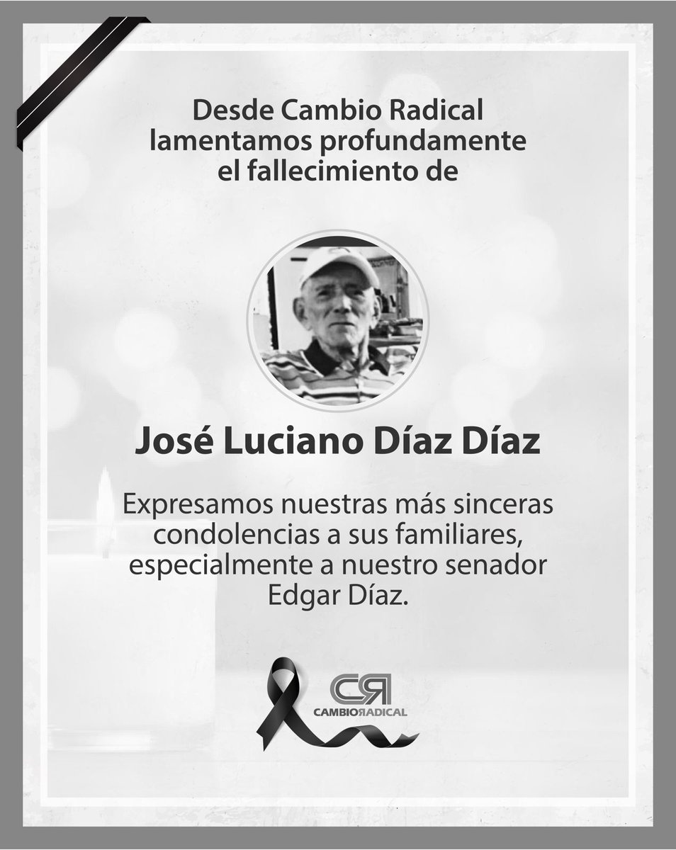 Acompañamos con solidaridad y respeto, de manera especial, a nuestro senador Edgar Díaz por el fallecimiento de su padre. Elevamos una voz de fortaleza y consuelo para él y su familia en este momento de profundo dolor.

Que su recuerdo permanezca y que la paz reconforte sus