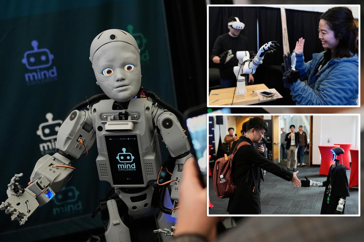nypost's tweet image. Humanoid robots take center stage at Silicon Valley summit — but skepticism remains trib.al/Nvk77fe
