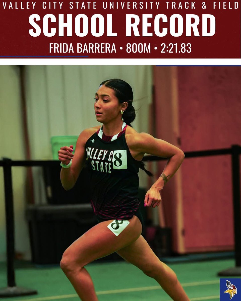 VCSUXCTF's tweet image. 🚨 SCHOOL RECORD ALERT🚨

Frida Barrera → 2:21.83 800m 🙌

New VCSU Indoor Record!

#WeAllRow | #BElieveinYOUrself