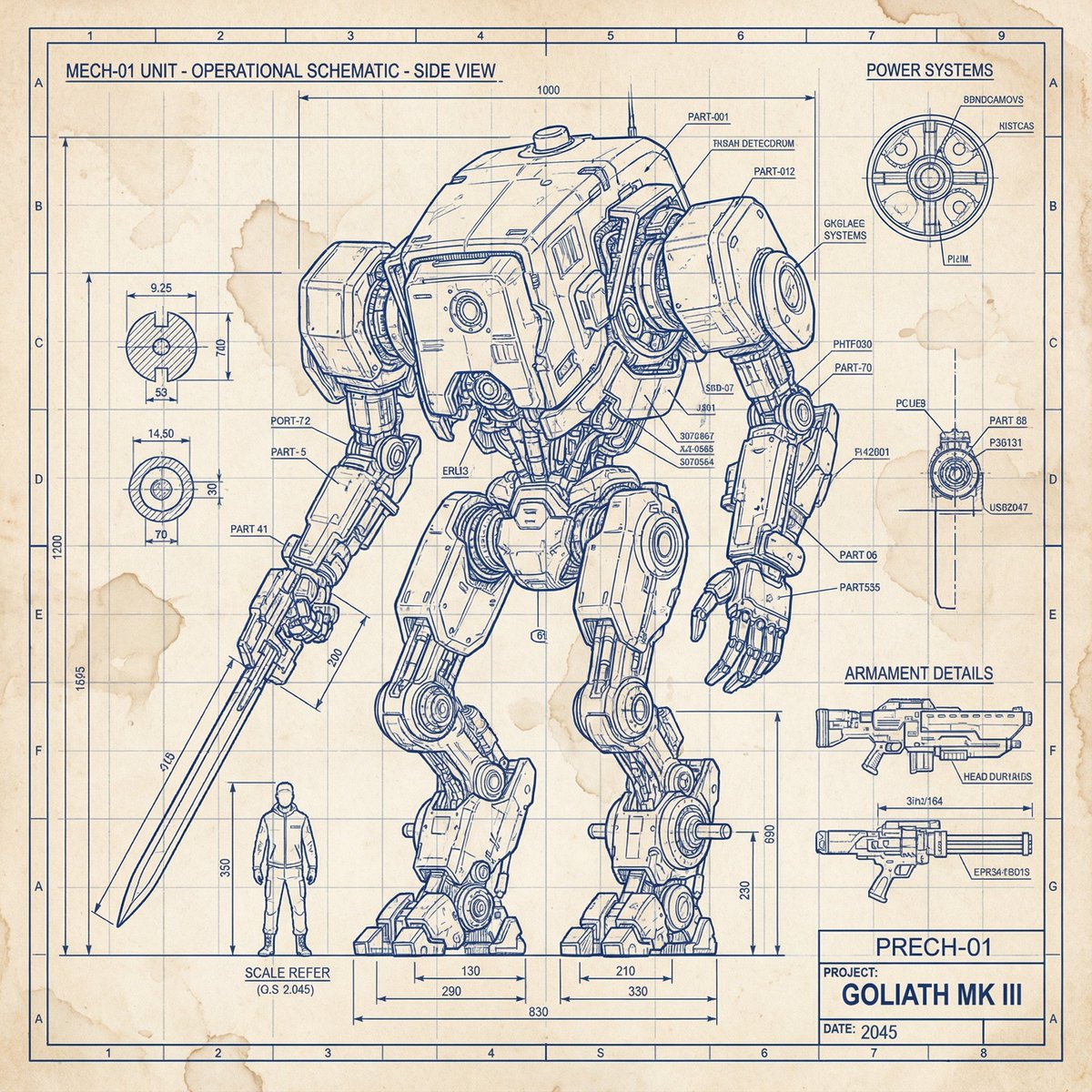 Vintage Blueprint Illustration

Transforms a regular uploaded photo into a detailed technical drawing using clean blue lines on old-style beige paper, giving it a classic engineering blueprint look.

Prompt:
Create a highly detailed blueprint-style technical schematic based on
