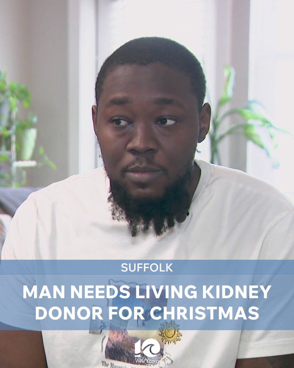 At just 32, a Suffolk man is facing Stage 5 kidney failure and is asking for a donor to step forward for Christmas, hoping his experience can offer hope to others going through the same ordeal.
wavy.com/news/health/su…