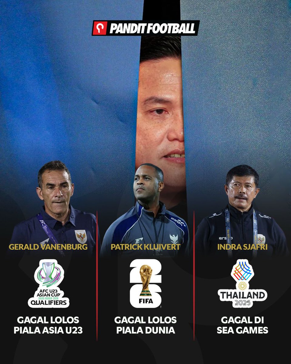panditfootball's tweet image. Tiga kompetisi, tiga pelatih, tiga kegagalan. Tahun 2025 menelanjangi ilusi bahwa sepakbola Indonesia sudah keren dan “level Asia”. Faktanya, kita tidak pernah ke mana-mana.

@PSSI lebih sibuk dengan beragam keputusan impulsif dan drama tanpa ujung daripada membangun fondasi yang…