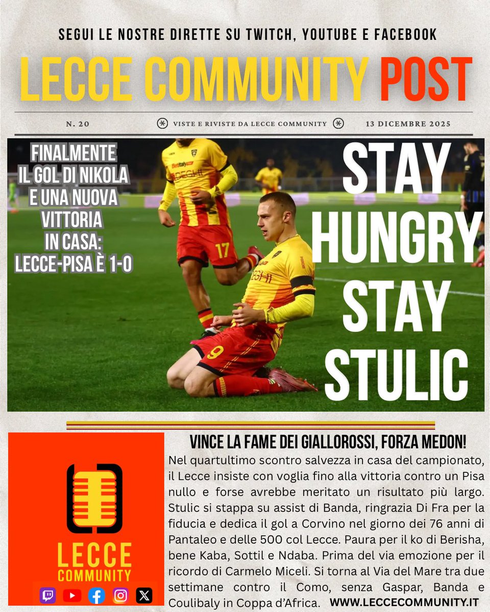 Lecce_Community's tweet photo. La gioia per #LeccePisa impressa nel #LecceCommunity Post
#Lecce #serieA https://t.co/9oOeMweXpu