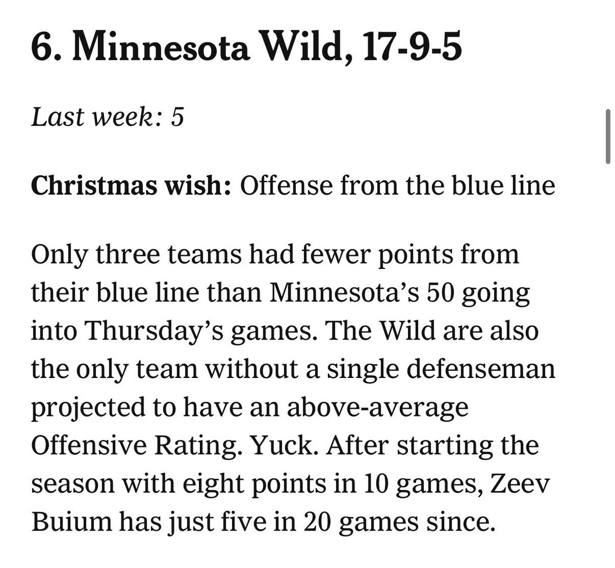 domluszczyszyn's tweet photo. bill guerin: power rankings reader https://t.co/OoNVygvxrZ