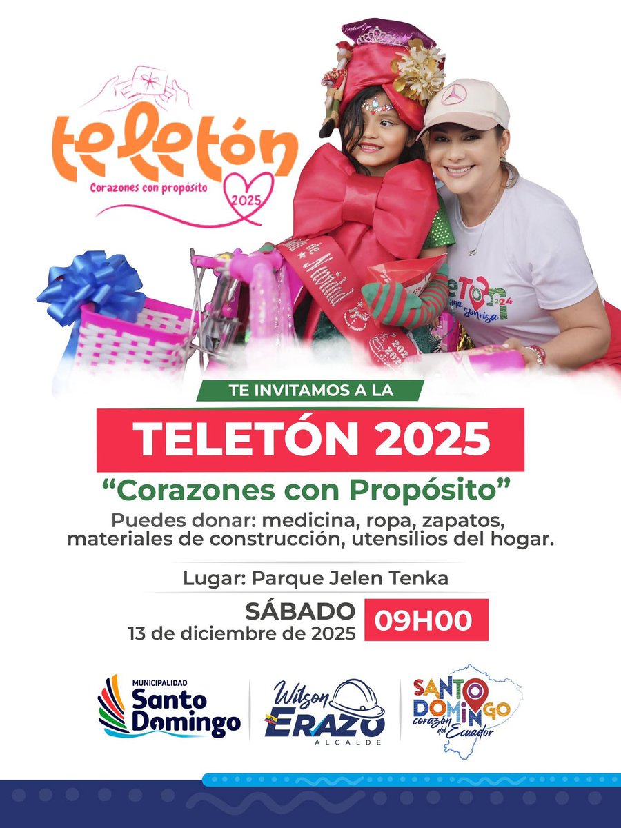 ES MAÑANA 😱

¡Corazones con Propósito que transforman vidas!

Te invitamos a ser parte de esta noble causa. Dona: medicina, ropa, zapatos, materiales de construcción o utensilios del hogar. #SantoDomingo 

📍 Parque Jelen Tenka
📅 Sábado, 13 de diciembre 2025
⏰ 9 AM