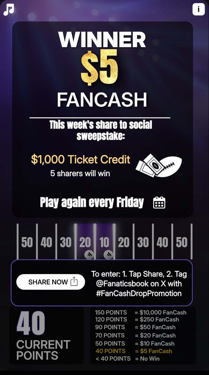 Play the #FanCashDropPromotion today
fanatics.onelink.me/5kut/p6fykbjo