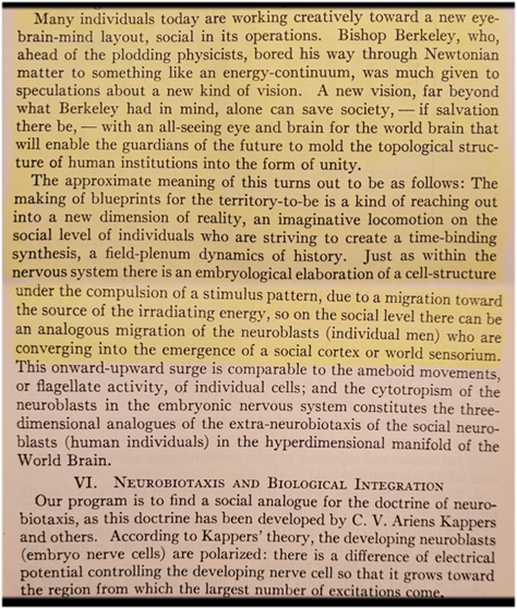 niels_kremers's tweet photo. [14/28]  In his aforementioned book #Reiser also lifts the veil a bit on why we since have been given ‘cell’-phones and why, by participating in globally orchestrated polarization psyops, we are actually helping along the agenda. 

Reiser envisaged individual human nodes functioning as ‘neuroblasts’ in the World Brain, gradually developing the noosphere until we are no longer necessary for it to continue on its own.  

The more aggressive and violent populations allow themselves to become, the better it is for the social engineers who want us to overthrow our own democratic governments (a superfluous concept for technocrats and transhumanists).