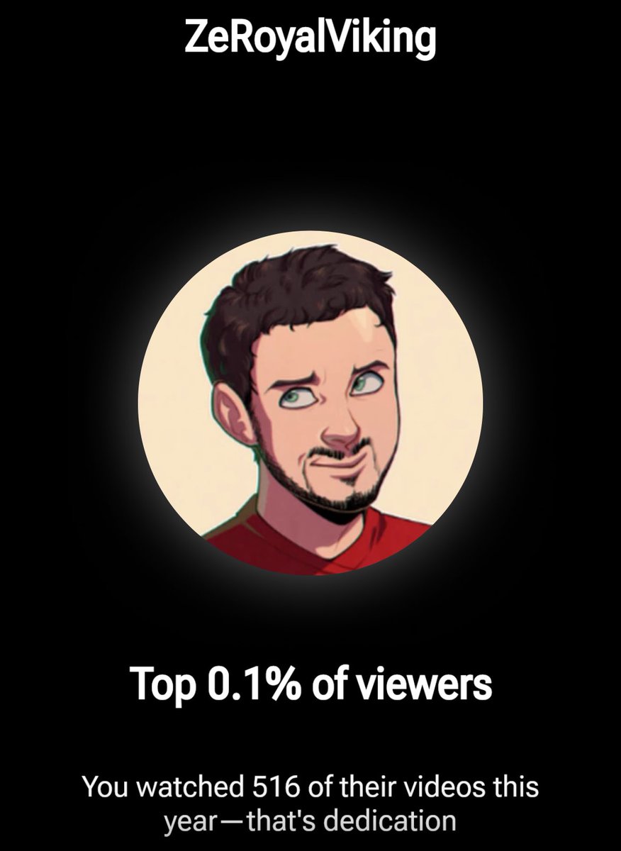 StephaniSincere's tweet photo. I watch @ZeRoyalViking videos to fall asleep every day (and also just to watch them) which made him my most watched channel of the year. https://t.co/wEo9vZeVnV