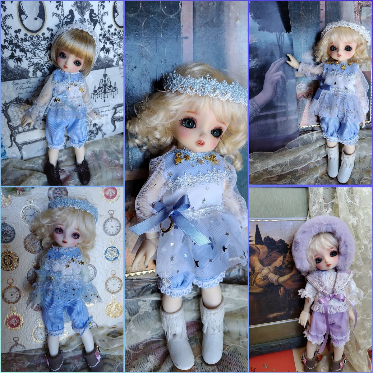 星と雪の結晶❄️服バリエーション
明日は東京は一ヶ月ぶりの雨🌧️予報　
荷物少なめで、寂しいブースになりますが、お遊びにいらして下さいね。
#アイドール東京75