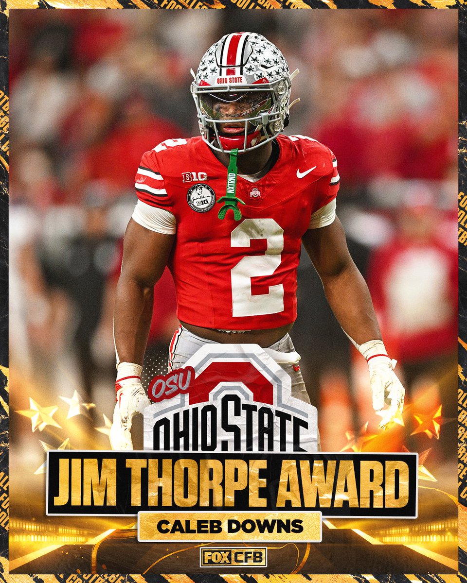The Jim Thorpe Award goes to <a href="/OhioStateFB/">Ohio State Football</a>'s Caleb Downs 🏆✨