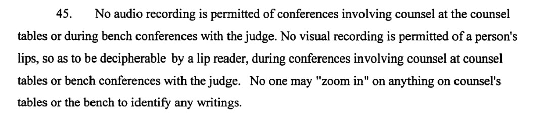 Imagine finding it remotely credible that Tyler is having a first-consultation kind of confessional conversation with his lawyer while sitting in the open courtroom, three months after being arrested. Do people not know there are rooms in the jail where you meet privately to talk