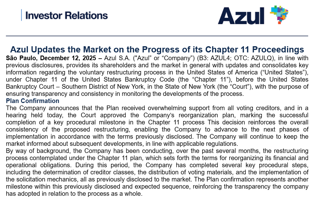 TradeiDEAS711's tweet photo. AZUL AIRLINES: Court approved Azul reorganization plan
#azul $azul #AZUL4 $AZUL4  
#AZULQ $AZULQ https://t.co/3khY5aBdCb