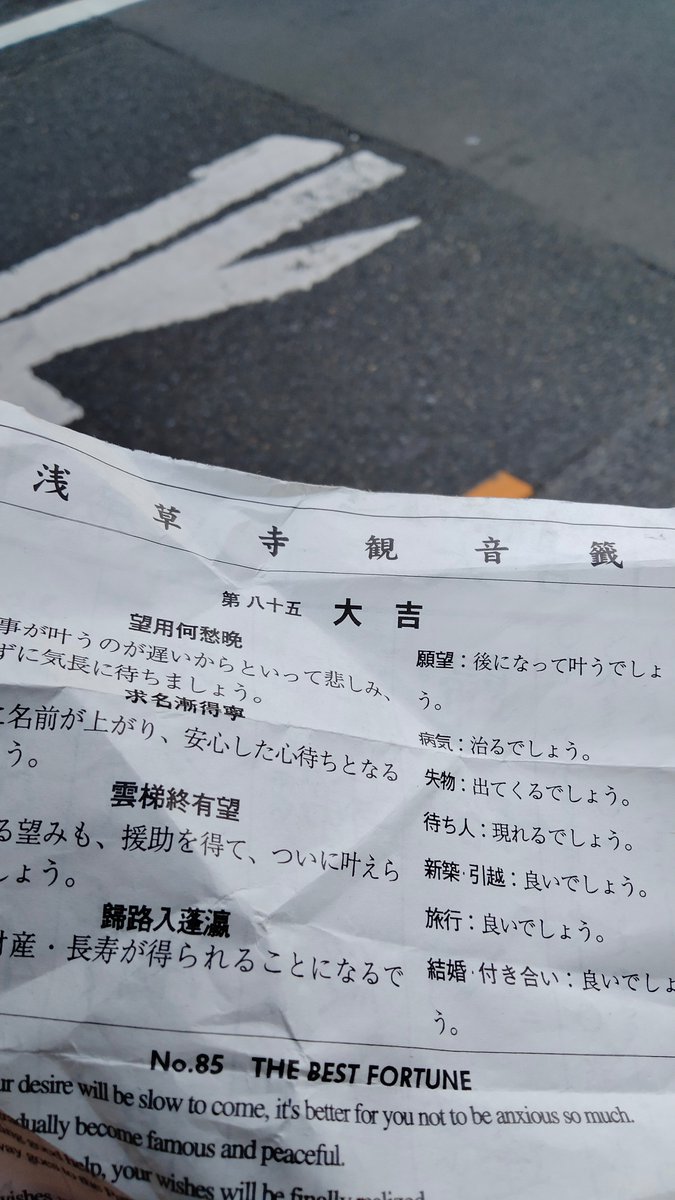 だれか大吉おとしましたよー😅これって私にご利益あるかなぁ🤔

#浅草寺
#おみくじ