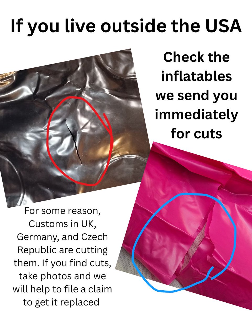 It is incredibly frustrating why customs keeps cutting our stuff! If you’re looking for drugs, our inflation valves are huge, test for drugs through the valve!! These items are hand-made. There has to be a way to get customs to not cut these. @deutschlandcustoms <a href="/zoll_info/">Der Zoll</a>