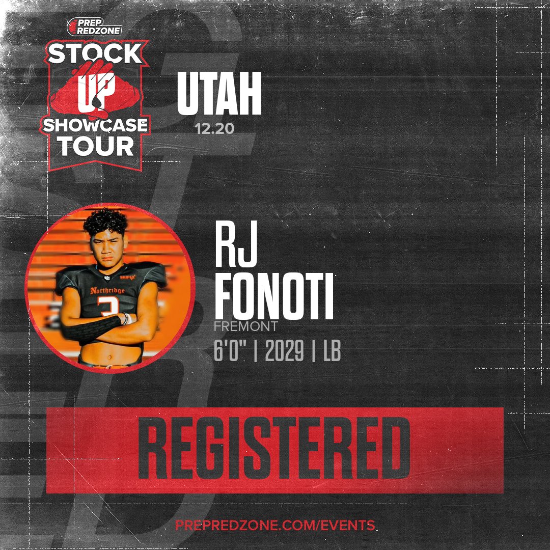 C/O 29 LB RJ Fonoti (<a href="/RJrFonoti/">RJ Fonoti</a>) is in! He'll be at the <a href="/PrepRedzoneUT/">Prep Redzone Utah</a> Showcase on Dec 20 in Riverton. RJ is an exceptional athlete who diagnoses plays quickly, has great instincts, sheds his blocks with ease and has great quickness and physicality. Bright future.

<a href="/BeehiveBuzz_/">BeehiveBuzz🐝</a>