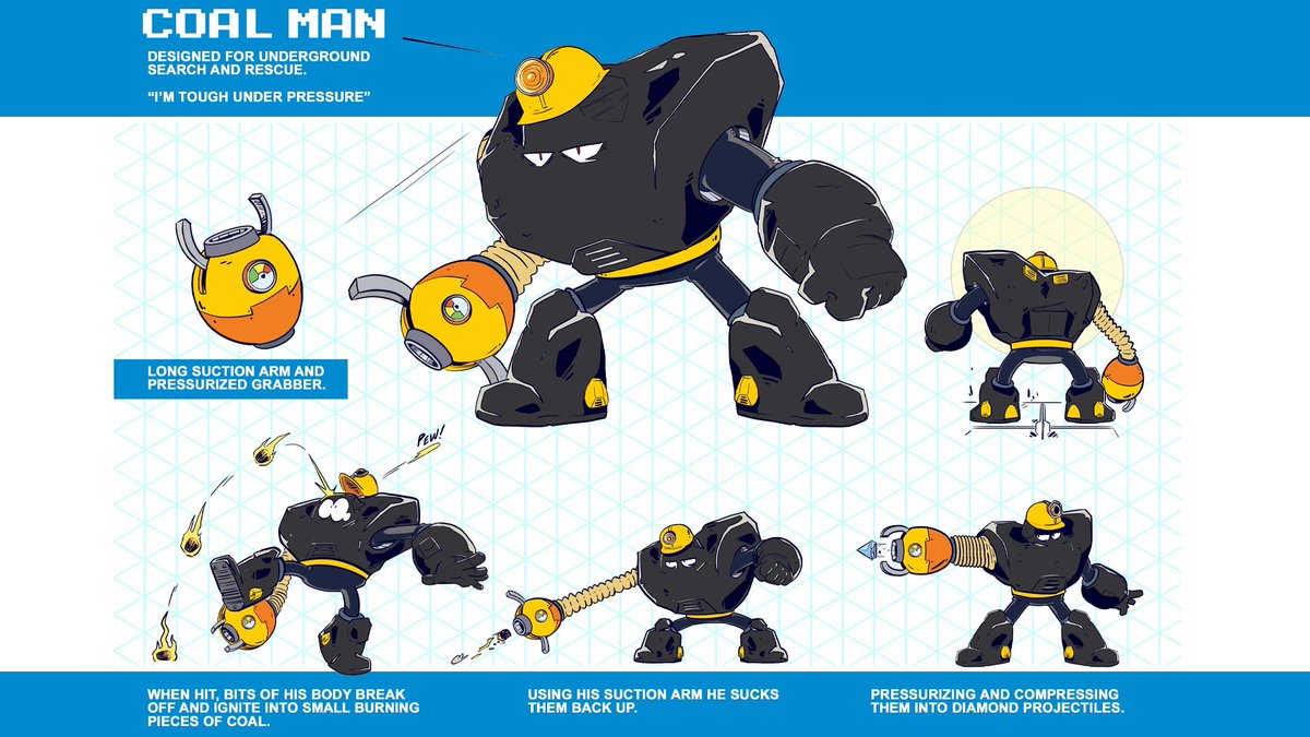 tavismaiden's tweet photo. @MegaMan 

Name - COAL MAN
Search and Rescue
“I’m tough under pressure”

#MegaManDO #DesignARobotMaster https://t.co/ae0fwm2sfn
