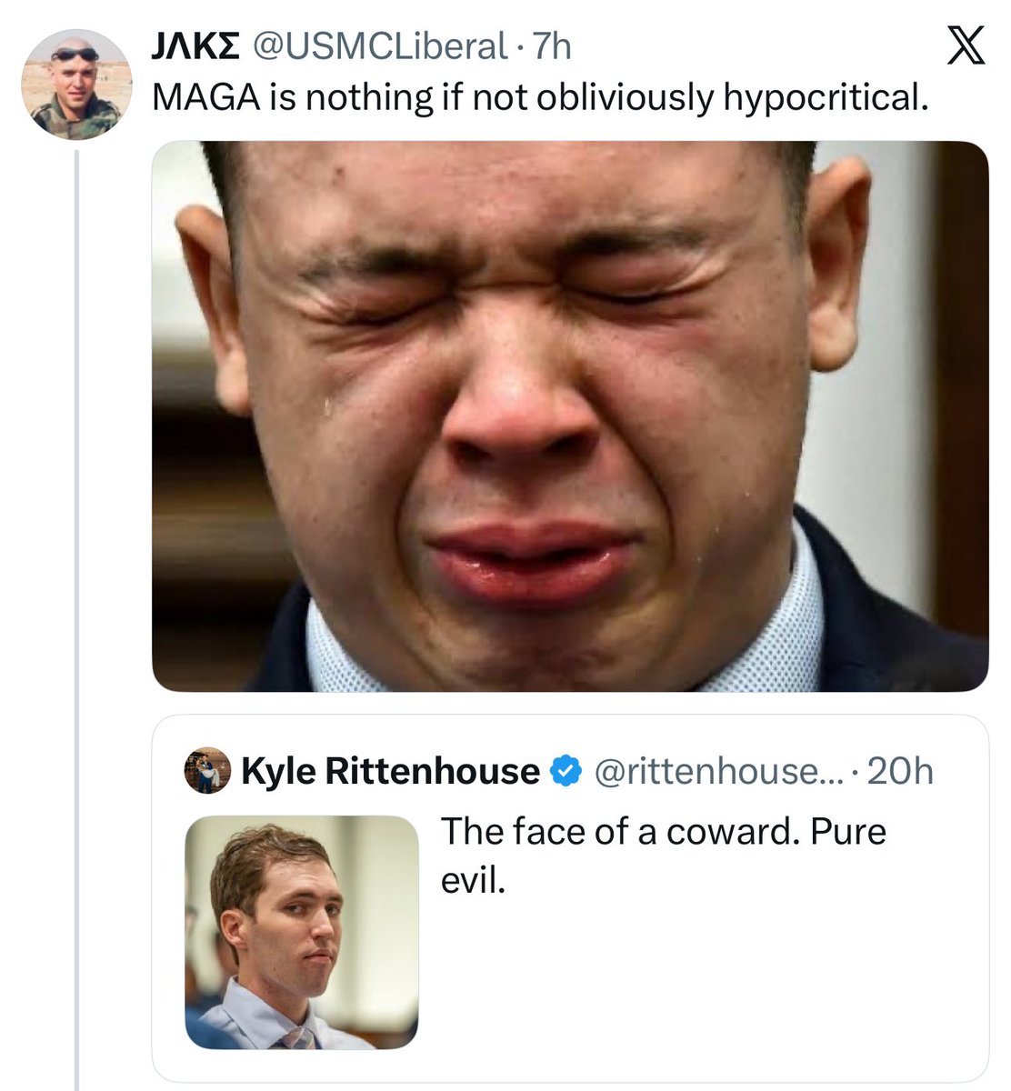 Don’t know why the dude’s so mad…Kyle Rittenhouse made sure those dudes died doing what they loved…trying to harm someone underage.