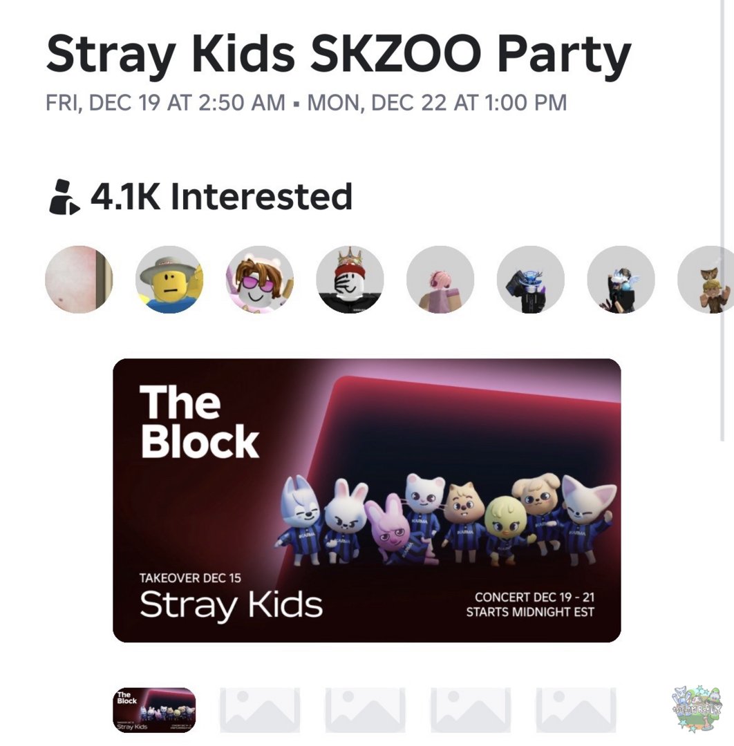 Roblox!
Stay kalian siap gak??tanggal 19 straykids bakal hadir di Roblox loh!!! catet tanggal nya ya

Jum'at,19 December jam 2.50 malam(wib)
ini sifatnya konser gitu dan biasanya ada free item Collab the block x straykids❤️

RAMEIN GUIS!!