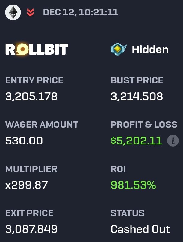 3orovik's tweet photo. This chad made $5,200 on ETH

He only had to bet $530 

Is this the best trade you’ve ever seen? https://t.co/4BIBwHM8ui
