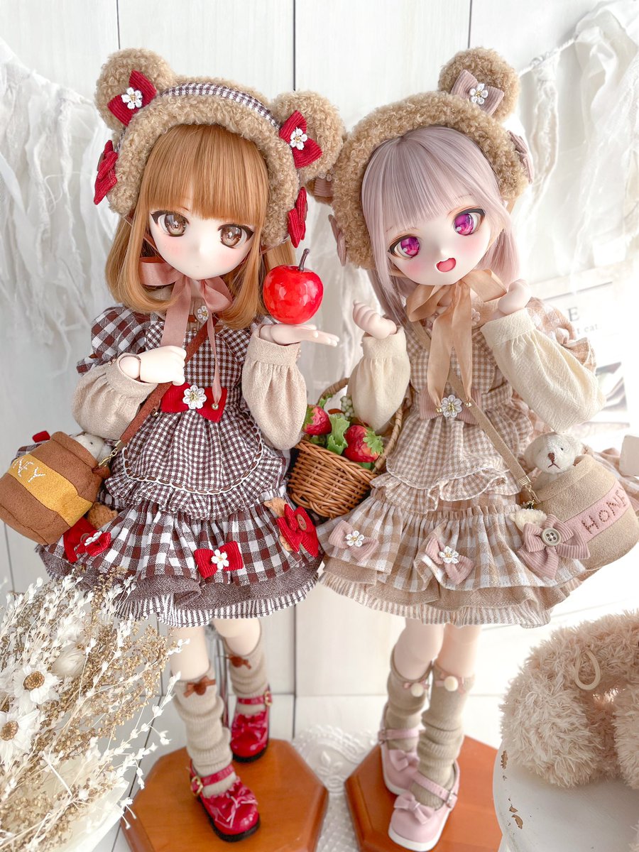 11/25 バナナ猫様　　❤️アンティークドール2体セット❤️ 🧸くまくまわんぴ🎄 ￥30.000 大好きなくまくま〜！ 冬カラーのチョコ