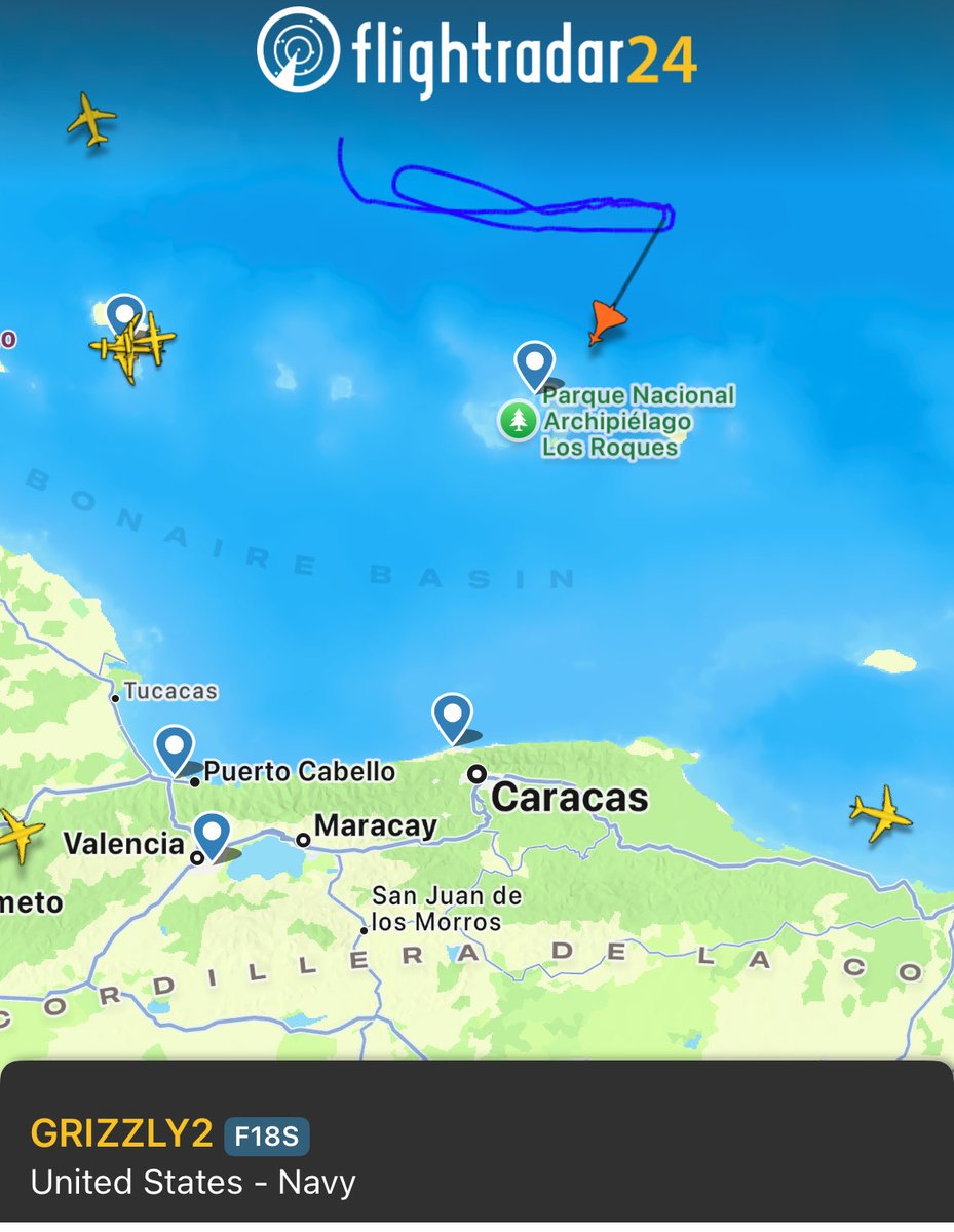 ANPeix's tweet image. #RHINO51 apago el transponder. Ahora #Grizzly2 toma rumbo sur también hacia Venezuela.