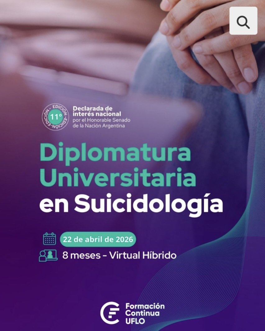 👋 ¡Nuevo año, nueva oportunidad! ¡Sé parte del DIPLOMADO UNIVERSITARIO EN SUICIDOLOGÍA - LATAM!

Este diplomado en Suicidología Argentina te ayudará a sumar competencias para tu ejercicio profesional en salud, educación,seguridad, comunicación social

formacion.uflo.edu.ar/index.php/prod…