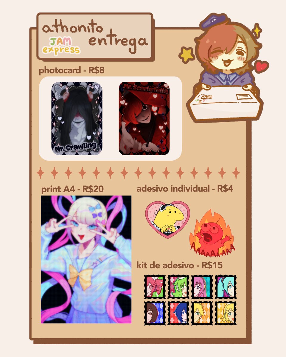 athon_cuelhito's tweet photo. Oio! (๑´ސު｀๑)
Estou fzd um envio por todo o Brasil dos produtos do meu catálogo e também do JAM (q é a estúdio que faço parte na rede vizinha) até dia 19. Nem todo mundo me segue no outro app, então pensei em fazer um anúncio aqui também

Quem estiver interessado, manda dm! ♥ https://t.co/tuyiDEYUAZ