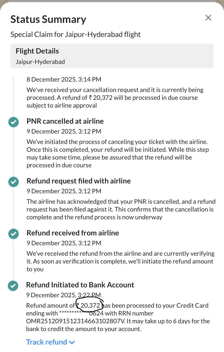 pavandayma90's tweet photo. @makemytrip @IndiGo6E @DGCAIndia 
Flight was cancelled by Indigo. Govt has said for full refund. 
Why are you deducting conveyance fee for a flight cancelled by Indigo. 
Screenshot attached of payment made and refund received https://t.co/J0pYKmatQ5