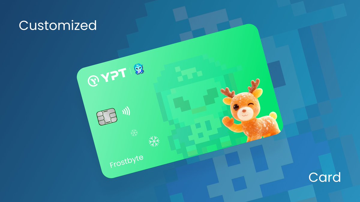 YPT_Official's tweet photo. 🎉 YPT x @FrostbyteOnApe Exclusive Co-Branded Card Launch! 🎉

We're excited to drop the heavyweight collaboration with @FrostbyteOnApe – a limited-edition co-branded card just for the community!

We've prepared 100 exclusive discounted co-branded cards specially for @FrostbyteOnApe members.
Event Period: December 13 – December 21 (Don't forget to follow @YPT_Official for updates! 🔥)

Exclusive Perks for the Co-Branded Card Event:

1⃣️ Unique Co-Branded Card Design – How cool is that? 😎
2⃣️Instant $5 Bonus Credit upon registration: 👉 https://t.co/BjvHy30QyD
3⃣️50% Off Card Activation Code – Activate your card for just $5 (instead of $10)!
4⃣️Upgrade Christmas Card for 0% Fee Rate: https://t.co/6Kd9r37MFO (Passcode: Frostbyte)
5⃣️Airdrop Giveaway! We'll randomly select 20 card holders:
- 3 winners: $10 each
- 4 winners: $5 each
- 5 winners: $2 each (More surprises possible!)

Important Notes:
1. Exclusive co-branded card design will be delivered to your app on December 22.
2. Airdrop rewards will be distributed on December 22.
3. Each user can only participate once.

Limited spots – first come, first served! Grab your co-branded YPT card now and level up your crypto spending game. 🚀

Tag your friends and let's make this epic! @FrostbyteOnApe #YPTxFrostbyte #CryptoCard #Airdrop