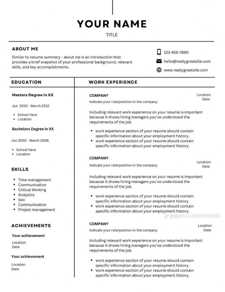 อันนี้โคตรดี มีประโยชน์มาก รีไว้เลย ตัวอย่าง template resume แบบครบทุกอย่าง