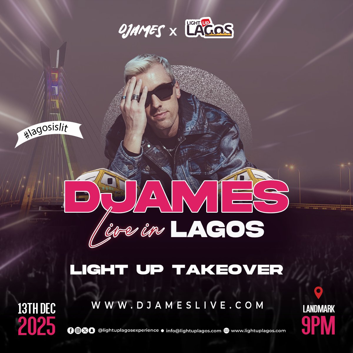 LightUpLGS's tweet image. We took your Detty December seriously, and that's why we're bringing you vibes back to back. 

Catch DJAMES live in Lagos for The Light Up Takeover. Lagos is about to be lit again.

#djames #lightuplagos #lightuptakeover #lagosislit #dettydecember