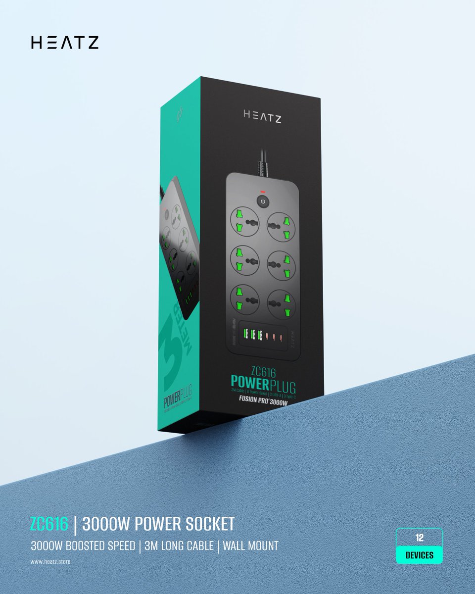 heatzindia's tweet image. Built for modern spaces, the ZC616 pairs a 3000W boosted output with smart versatility. Power 12 devices simultaneously, wall-mount it with ease, and stay connected with a 3M long cable.
.
.
#Heatz #PowerSocket #ChargeSmart #TechEssentials #MultiPlug #Gadgets