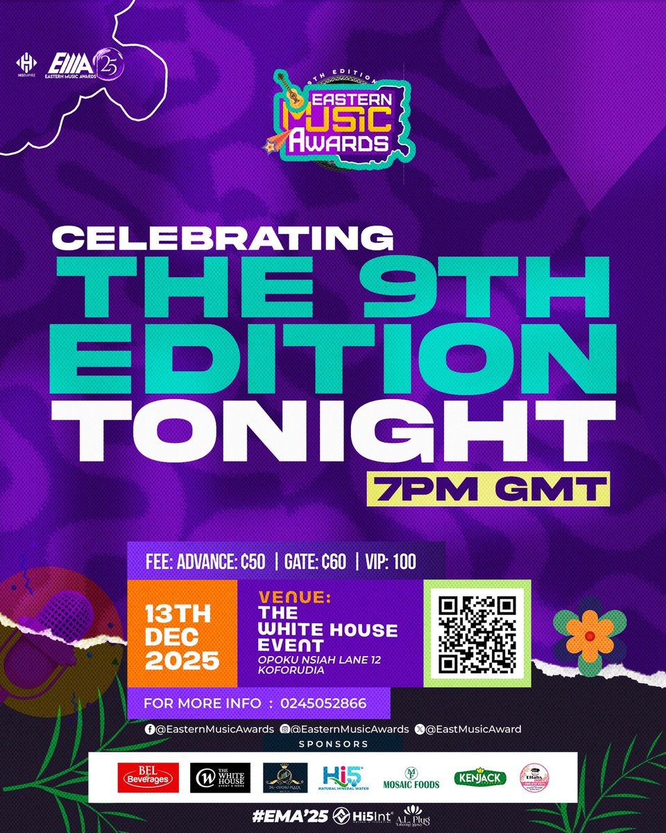 Hi5_Empire's tweet photo. 🔥 IT’S TONIGHT! 🔥

#EMA25
#RideTheRhythmRuleTheWaves
#EasternMusicAwards https://t.co/QlPXPtHEK6