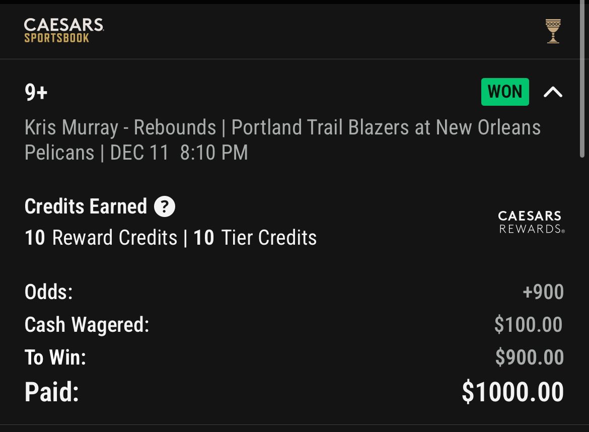 FetishBets's tweet image. Two days in a row💰🔥

I’ll never charge for plays, just show some love guys!

Marvin Bagley 11 Rebounds +1200💰💰
Kris Murray 9 rebounds  +900💰💰