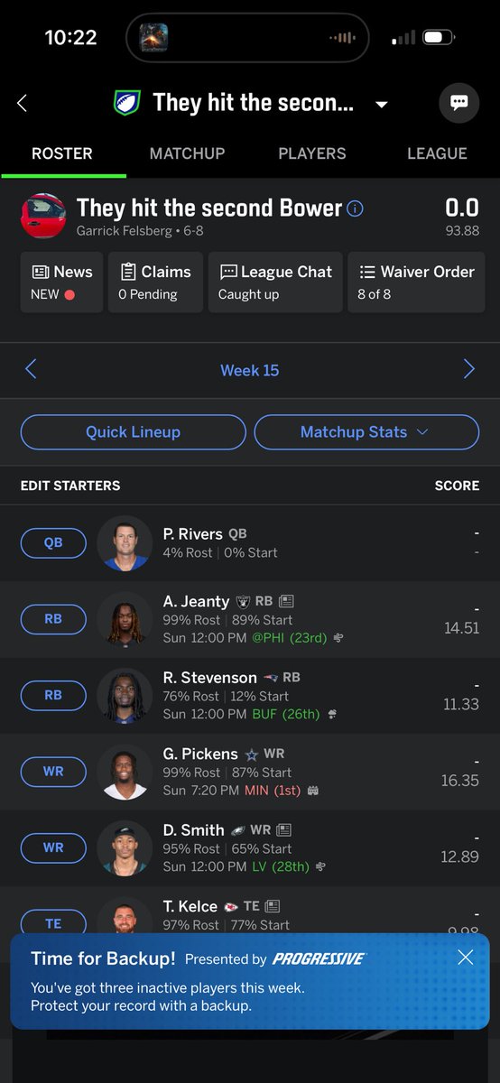 Had Daniel jones and Jayden Daniels, my entire season hinges on a 44 year old who’s one hit away from a displaced hip.