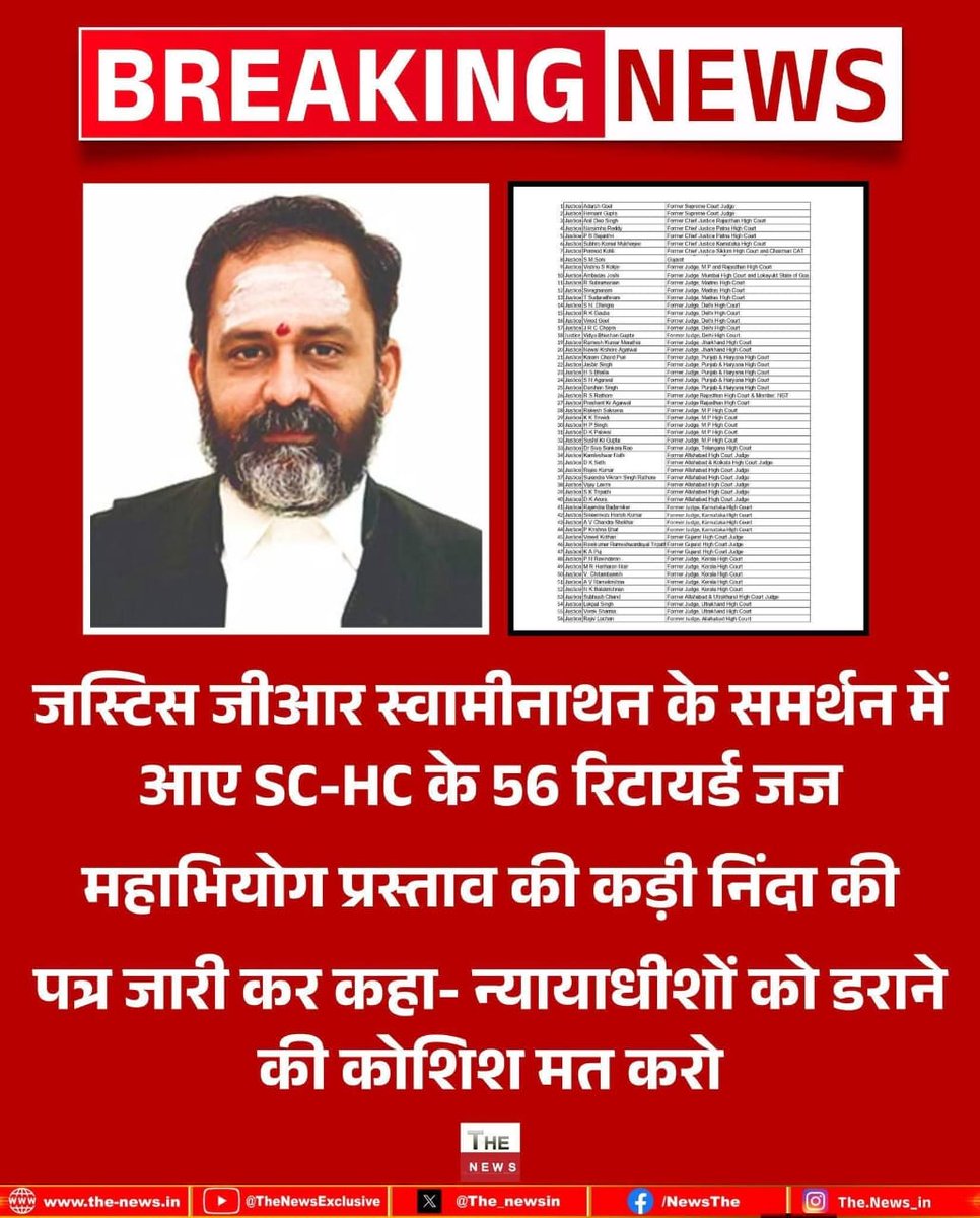 OfficialTeamPs's tweet photo. जस्टिस स्वामीनाथन जी को लेकर अमित शाह जी ने सदन में कही बड़ी बात विपक्ष के कदम को बताया वोट बैंक की राजनीति।

50 से अधिक SC  - HC के रिटायर्ड  जजेस ने भी जस्टिस स्वामीनाथन का समर्थन किया और महाभियोग प्रस्ताव की कड़ी निंदा करते हुए कहा "न्यायाधीशों को डराने की कोशिश मत करो"

पूरा जागरूक हिंदू समाज आज जस्टिस स्वामीनाथन के साथ खड़ा है, ऐसे ही हिंदू समाज को जागरूक होते हुए सत्य और धर्म के साथ खड़ा रहना चाहिए ताकि अधर्म और असत्य को उसकी औकात पता चले।