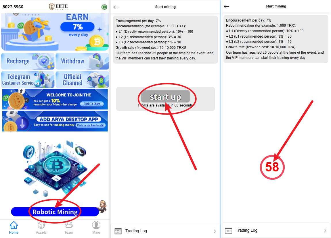 sfbukhari99's tweet photo. The EETE platform uses bot mining, offering a 7% profit margin for lossless 
The minimum deposit amount is 50 TRX, and the maximum single deposit amount.
Invite new users to register and deposit to earn a referral commission of [10% + 3% + 1%].
 Telegram: https://t.co/0E2OO3UFmK https://t.co/7ciRi1S4ll
