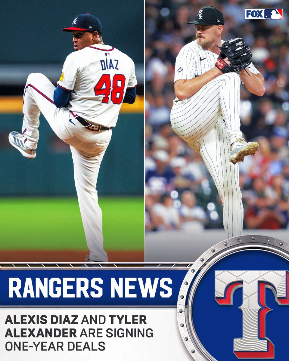 Relief pitchers Alexis Díaz and Tyler Alexander are signing one-year deals with the Rangers, per multiple reports