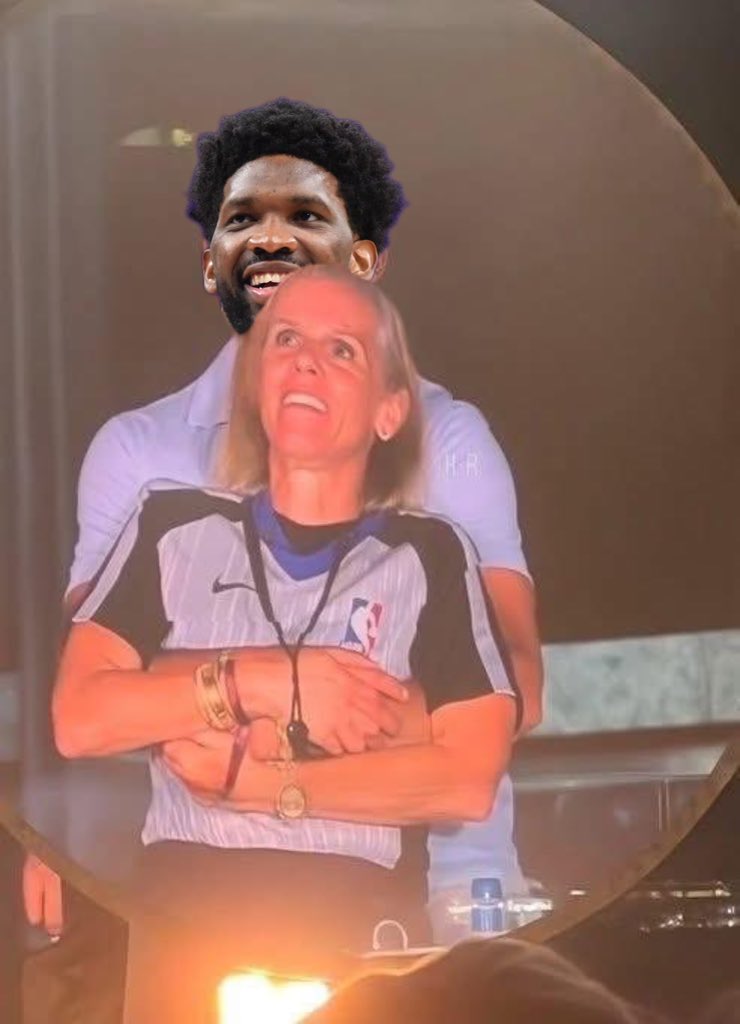 Embiid and the ref before the game 😳