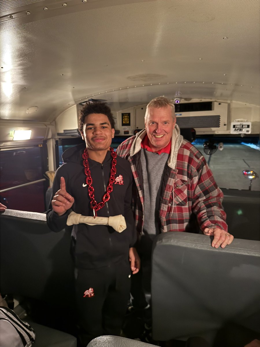 Shout out to Bus Driver Bob for making the trip off duty on his own time to support the boys! L.A. Moton earns his Big Dog Award tonight!!