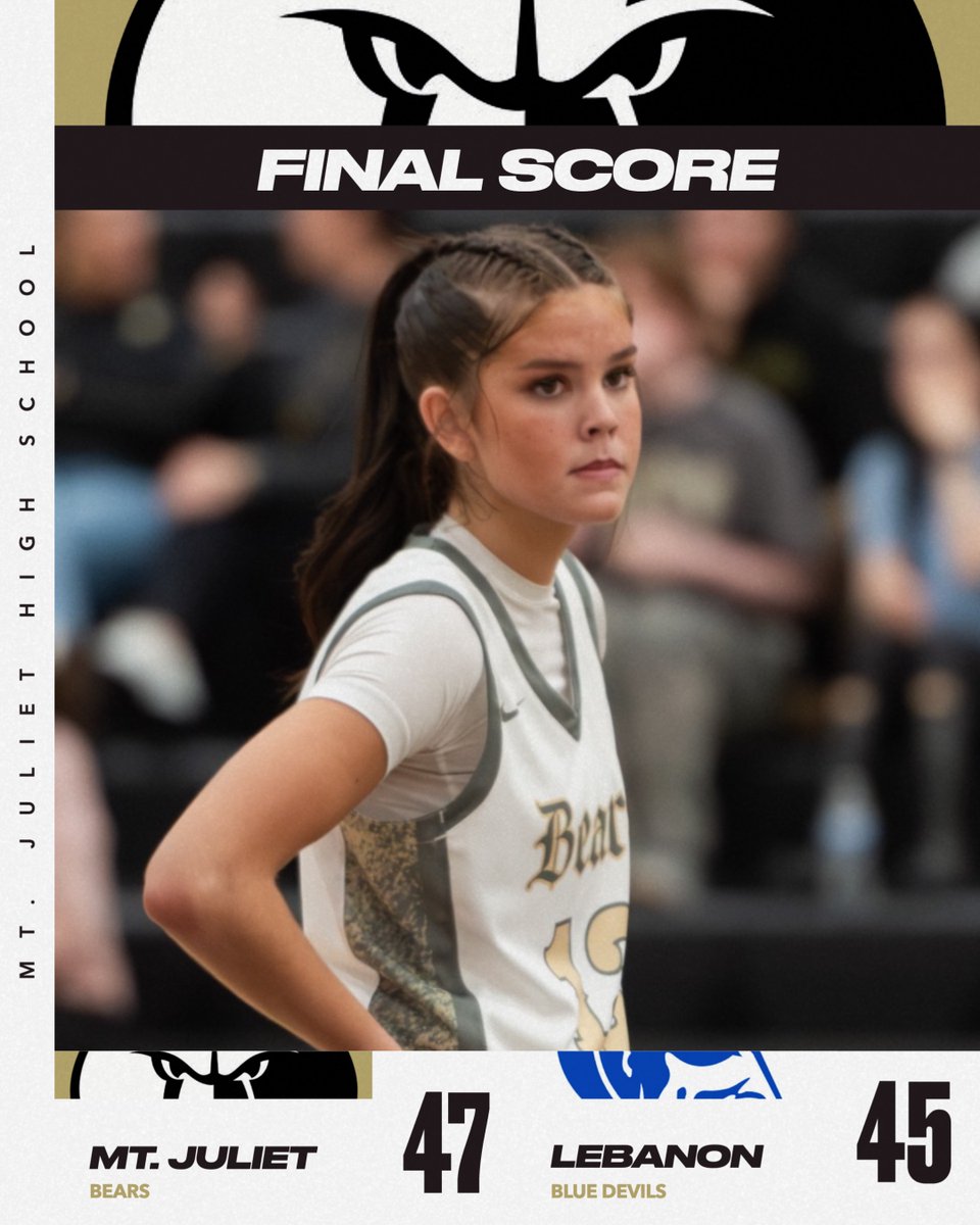 mjhsladybears's tweet photo. You’re Mt. Juliet Lady bears comes out on top against Lebanon at home 47-45! Go Bears! https://t.co/OZVpiQfXax