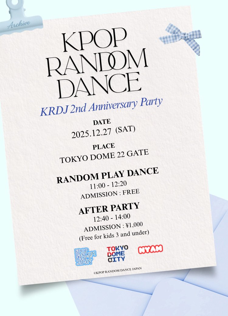 Kpop_randomplay's tweet photo. 2025年ラストのイベント！✨
みんなでKRDJ２周年をお祝いしよう🥂

✦┈┈┈┈┈┈┈┈┈┈┈┈┈┈┈✦

       𝑲𝑷𝑶𝑷 𝑹𝑨𝑵𝑫𝑶𝑴 𝑫𝑨𝑵𝑪𝑬
  𝑲𝑹𝑫𝑱 ❷𝒏𝒅 𝑨𝒏𝒏𝒊𝒗𝒆𝒓𝒔𝒂𝒓𝒚 𝑷𝒂𝒓𝒕𝒚

✦┈┈┈┈┈┈┈┈┈┈┈┈┈┈┈✦

🗓️ 2025.12.27 (SAT) https://t.co/1ARsm0IbUg