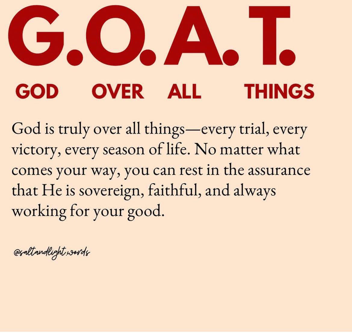 God has got it covered! It's so easy to stress... like right now about that thing... #GOAT #Godsgogtyou #faith
