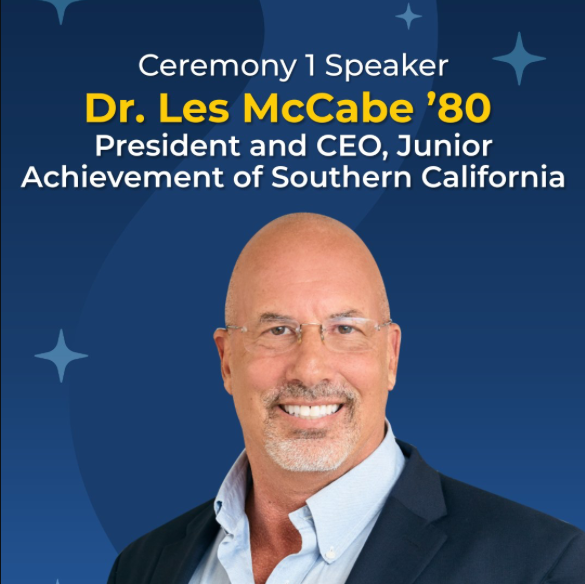 Social_Ecology's tweet image. President &amp;amp; CEO of @JASoCalLA and @UCIrvine alum @LesMcCabeGG ('80, BA @social_ecology) delivers the keynote address at Monday morning's commencement ceremony in @BrenCenter. More on Les: ow.ly/T1yF50XIJjy #JuniorAchievement #FinancialLiteracy #UCIcommencement #Classof2025
